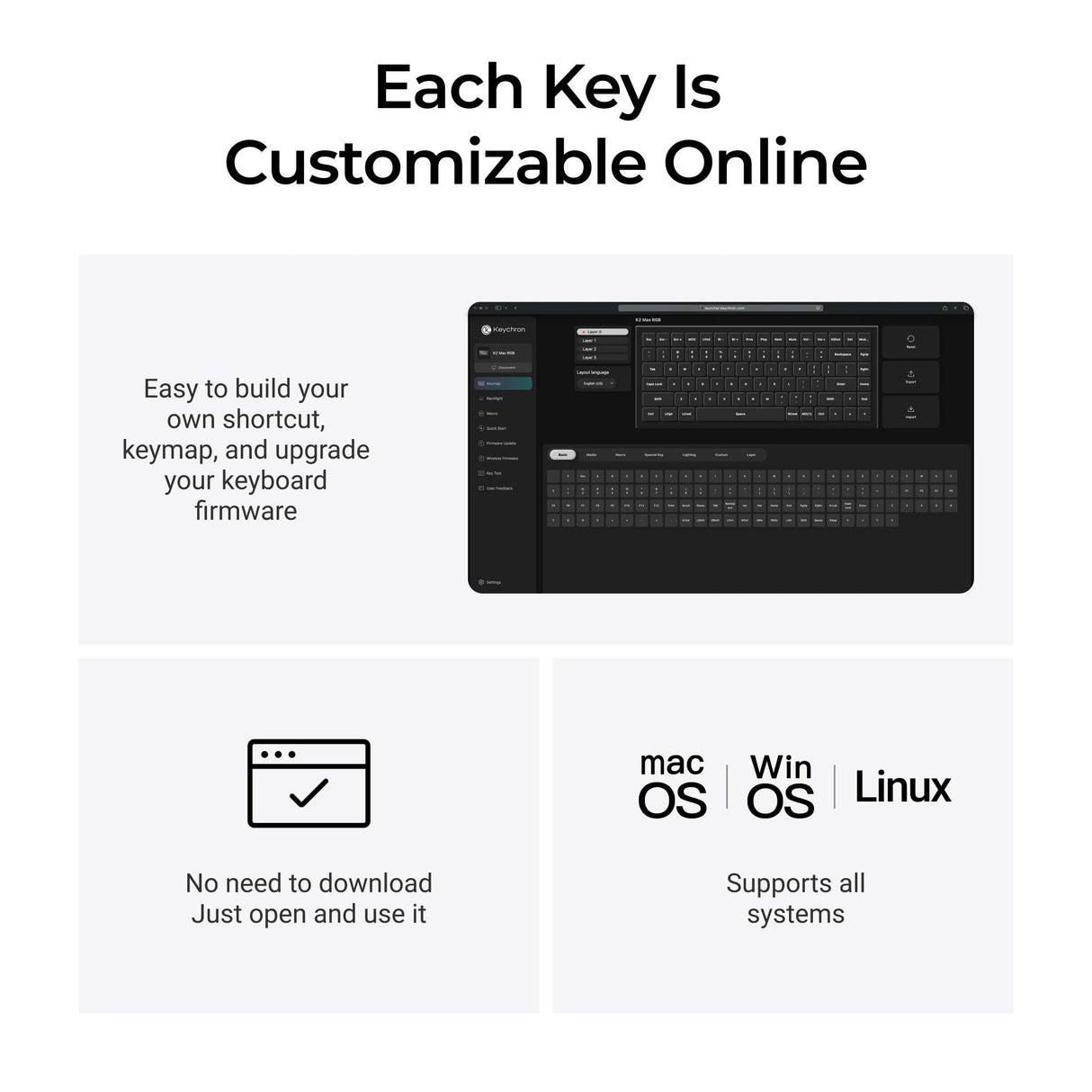Keychron K2 Max QMK Wireless Mechanical Keyboard ISO Layout Collection