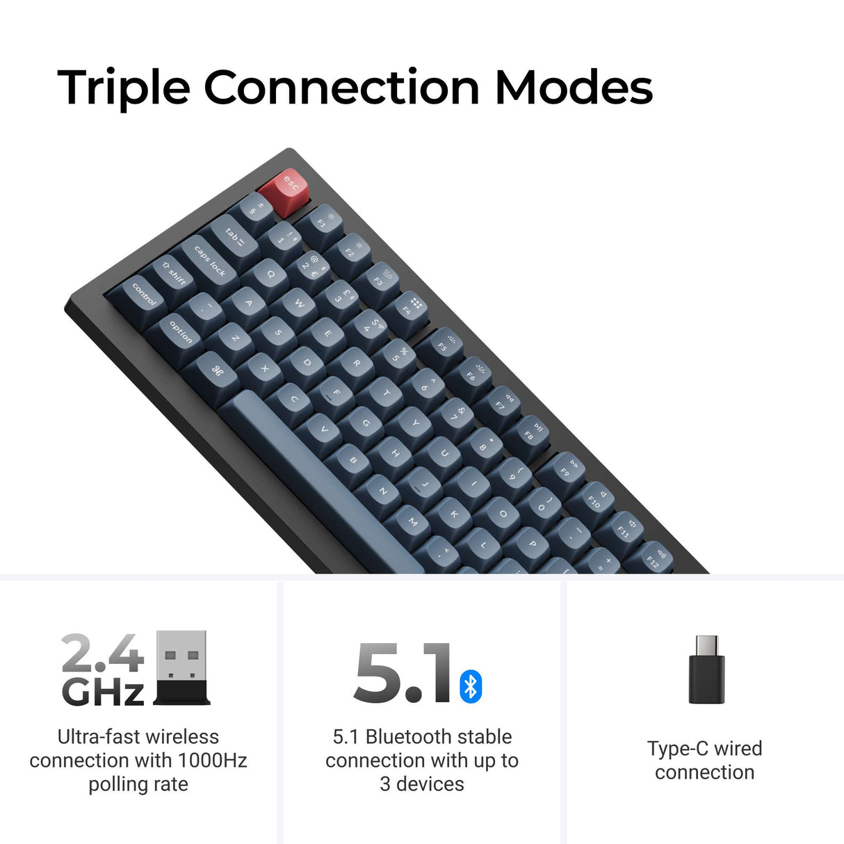 Keychron V1 Max QMK Wireless Custom Mechanical Keyboard ISO Layout Collection