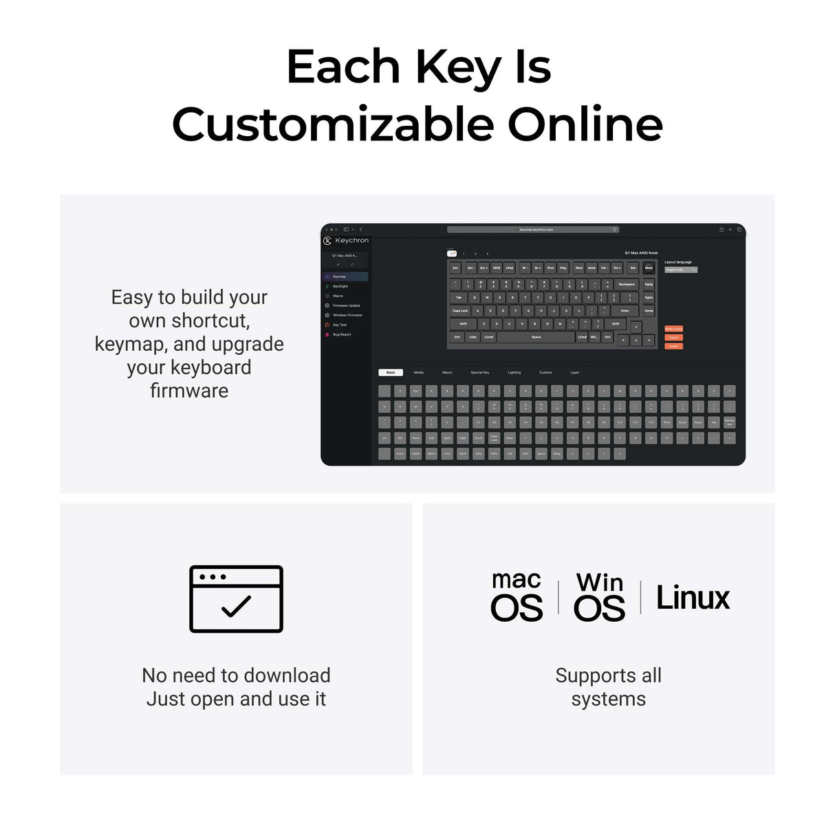 Keychron Q1 Max QMK/VIA Wireless Custom Mechanical Keyboard ISO Layout Collection
