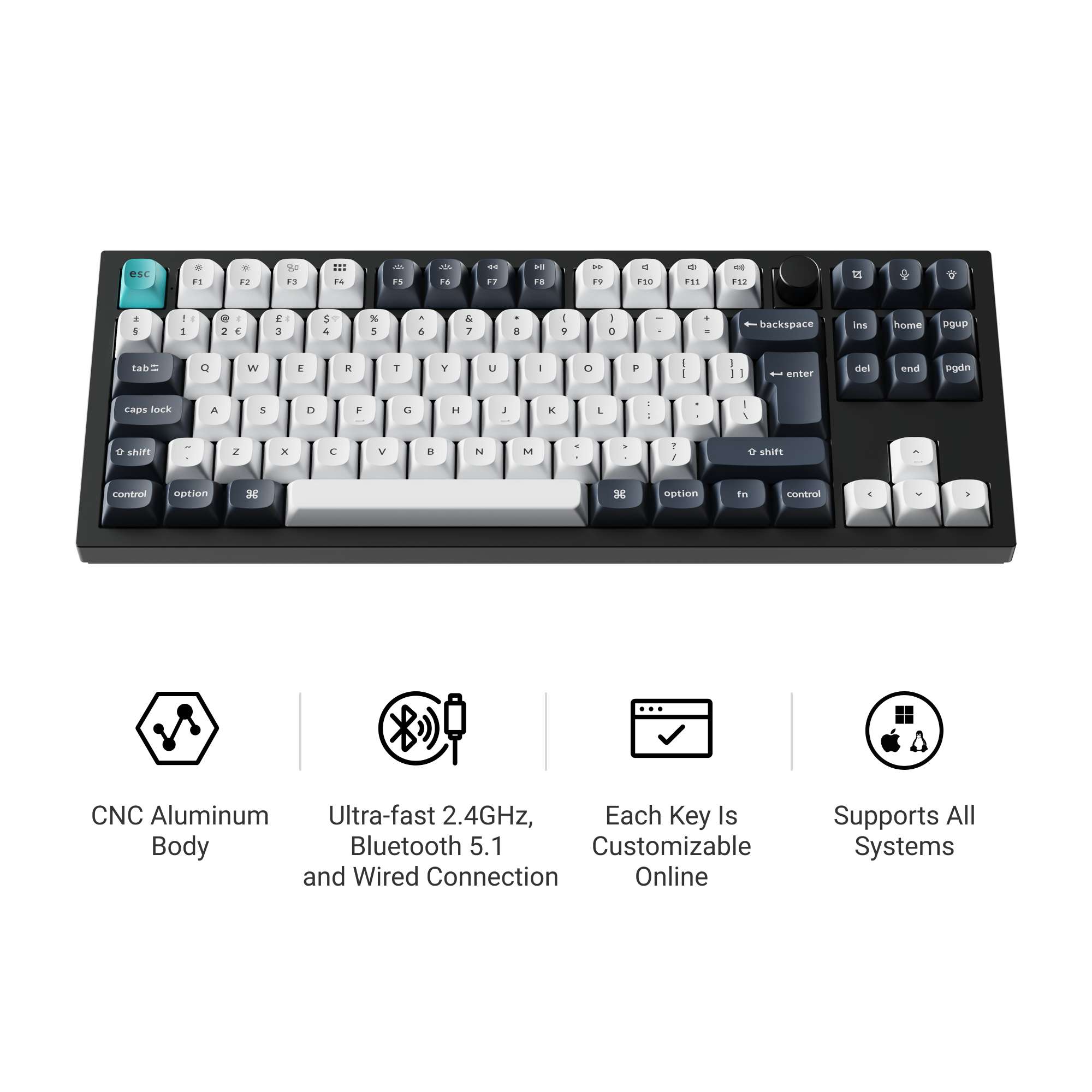Keychron Q3 Max QMK/VIA Wireless Custom Mechanical Keyboard ISO Layout Collection