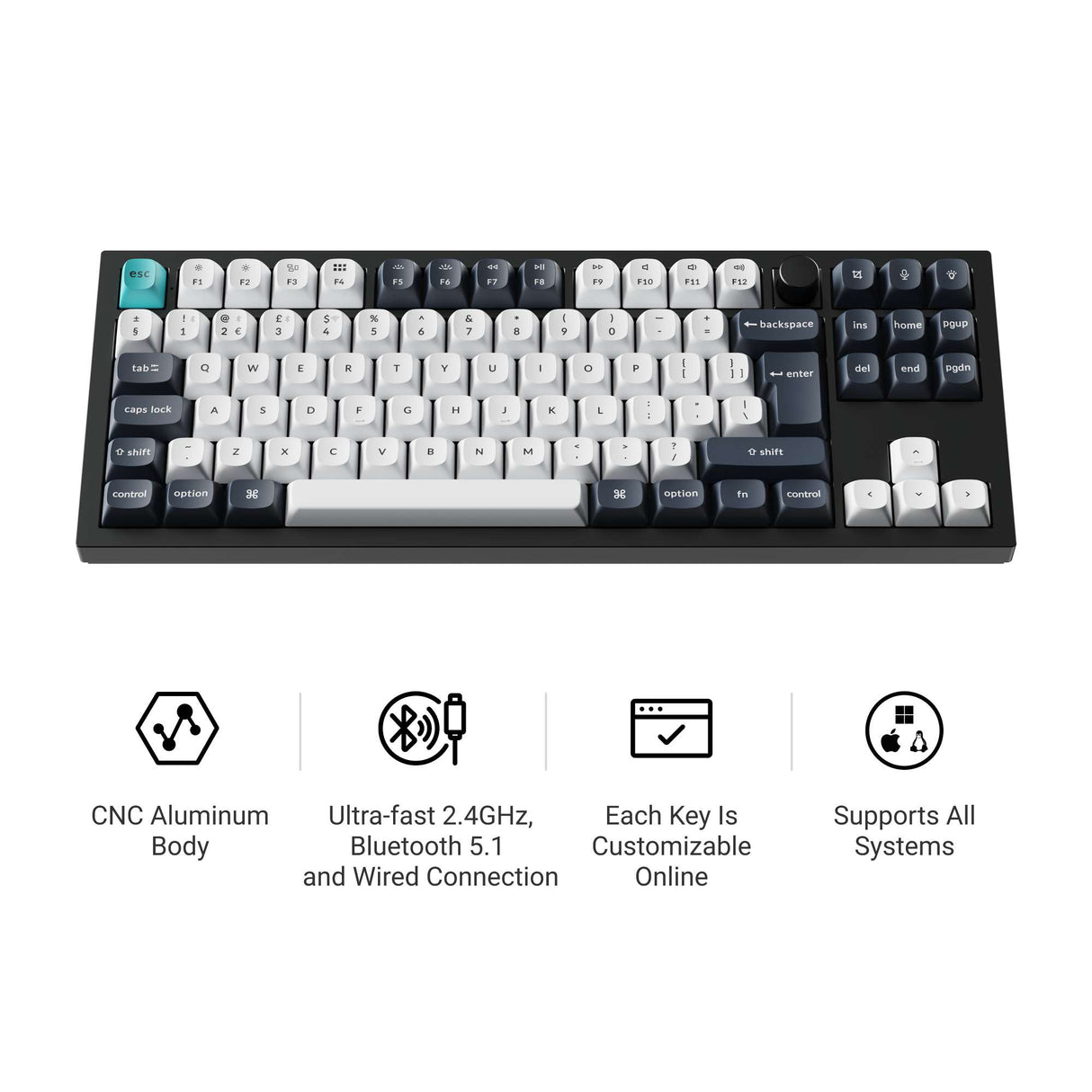 Keychron Q3 Max QMK/VIA Wireless Custom Mechanical Keyboard ISO Layout Collection