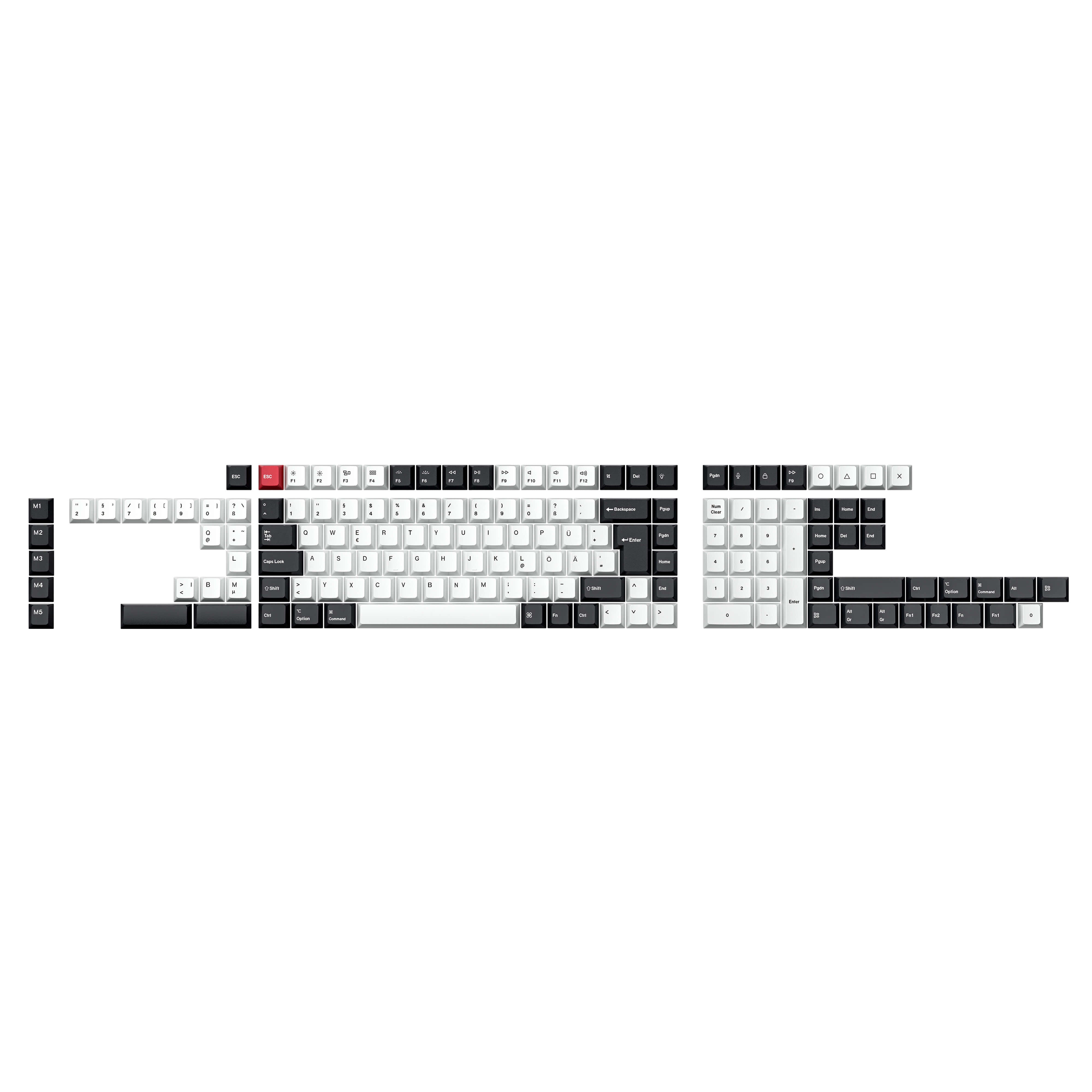 ISO Cherry Thermal Sublimation PBT Keycap Complete Set - Black and White