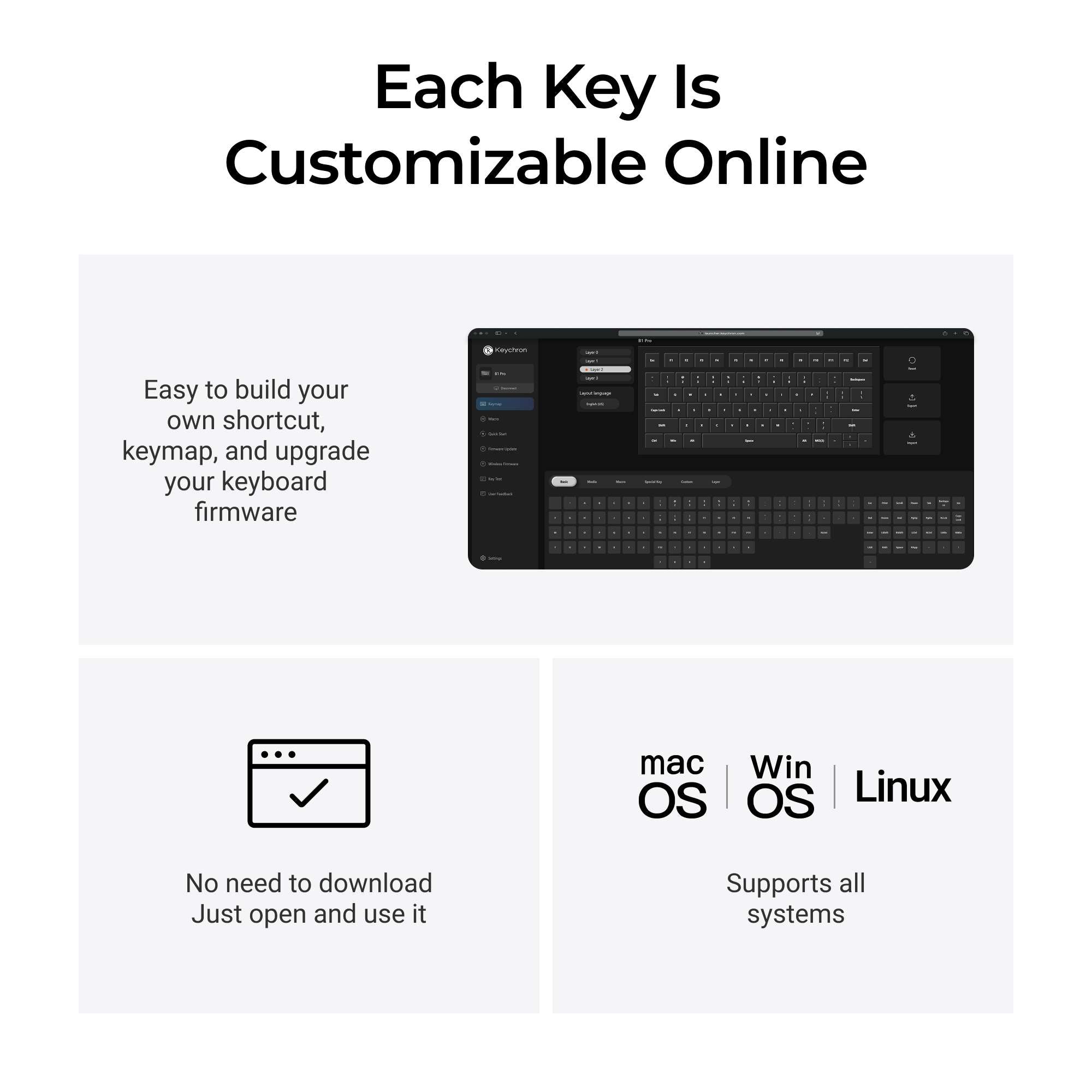 Keychron B1 Pro Ultra-Slim Wireless Keyboard ISO Layout Collection