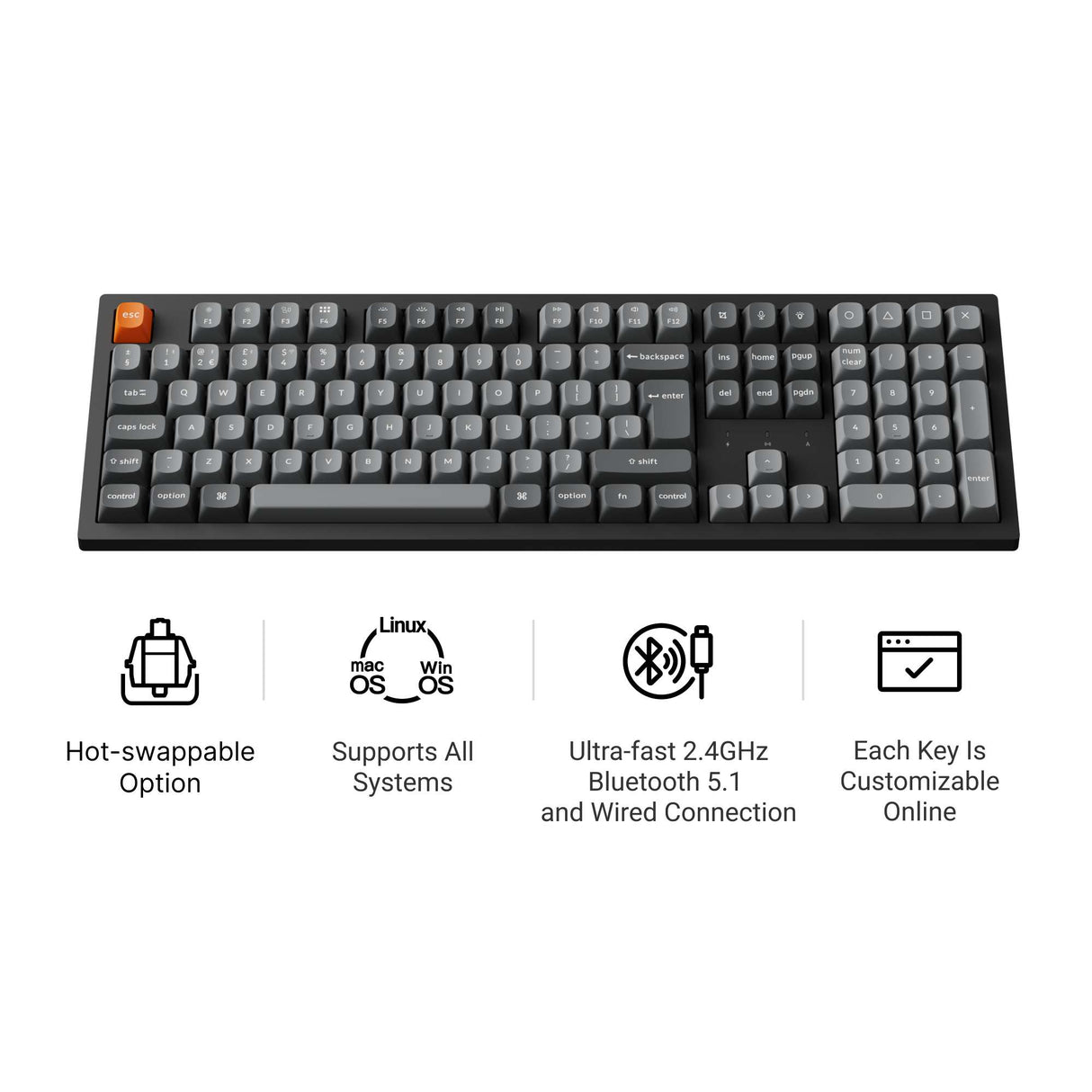 Keychron K10 Max QMK Wireless Custom Mechanical Keyboard ISO Layout Collection