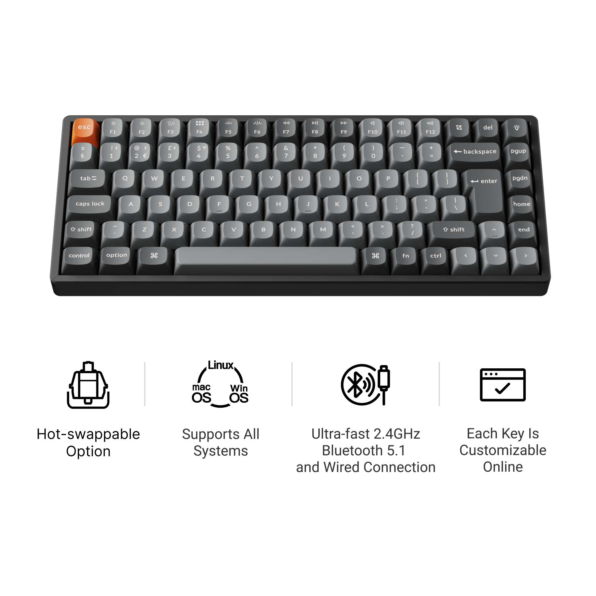 Keychron K2 Max QMK Wireless Mechanical Keyboard ISO Layout Collection