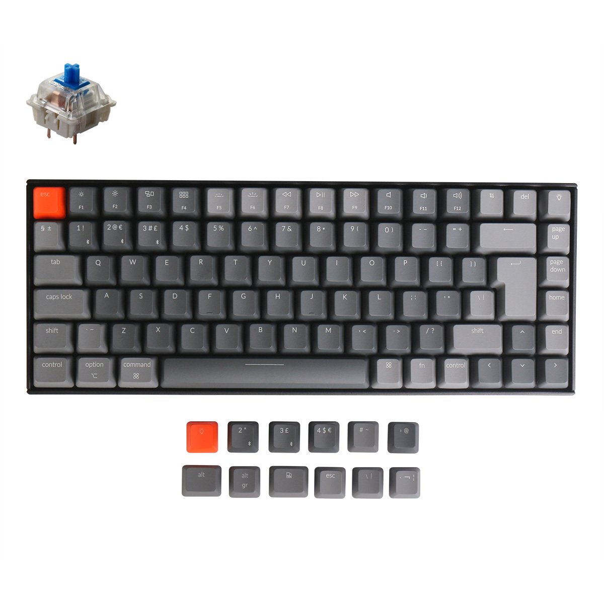 Keychron K2 Wireless Mechanical Keyboard (UK ISO Layout) - Keychron | Wireless Mechanical Keyboards for Mac Windows White Backlight RGB Backlit Gateron Mechanical blue Switch