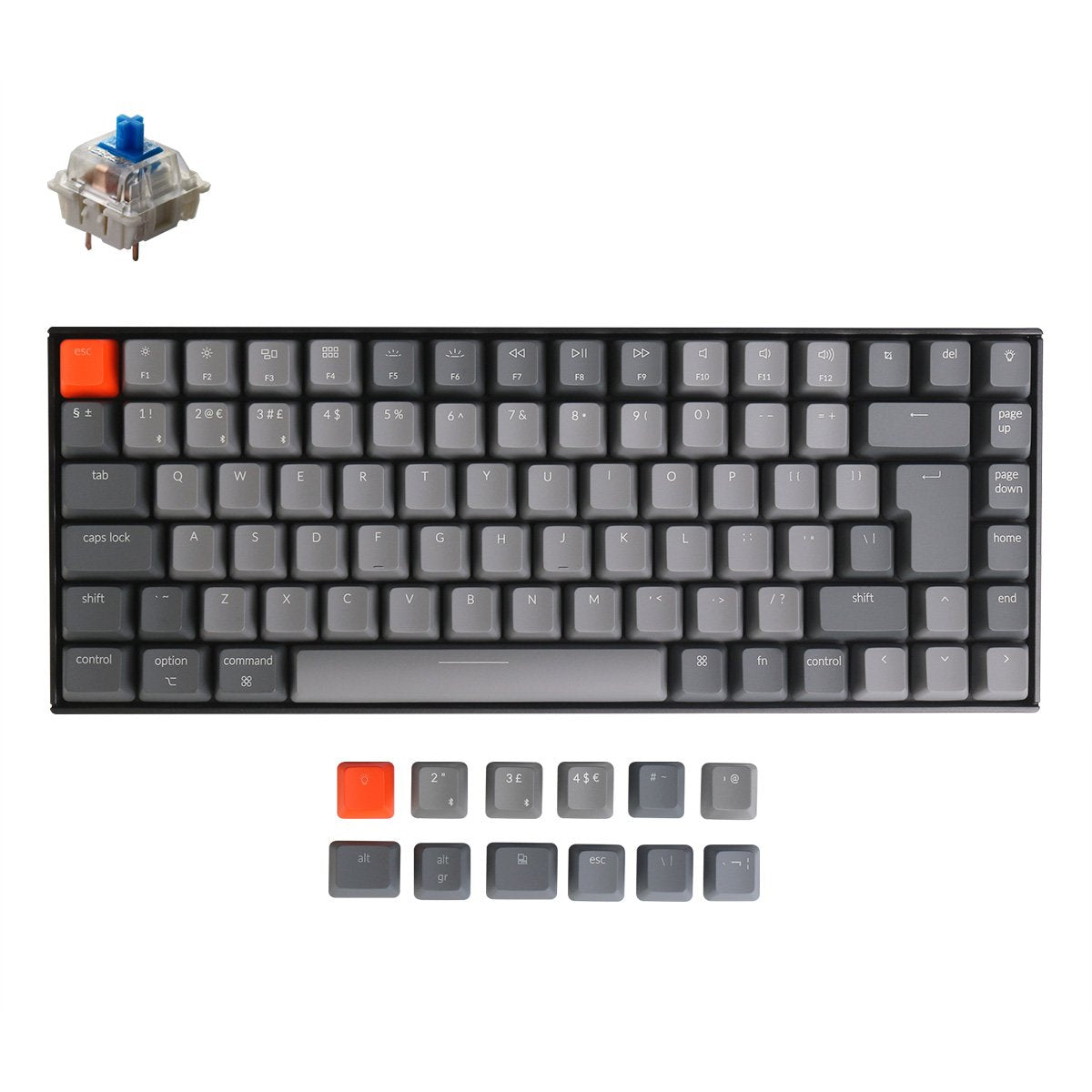 Keychron K2 Wireless Mechanical Keyboard (UK ISO Layout) - Keychron | Wireless Mechanical Keyboards for Mac Windows White Backlight RGB Backlit Gateron Mechanical blue Switch