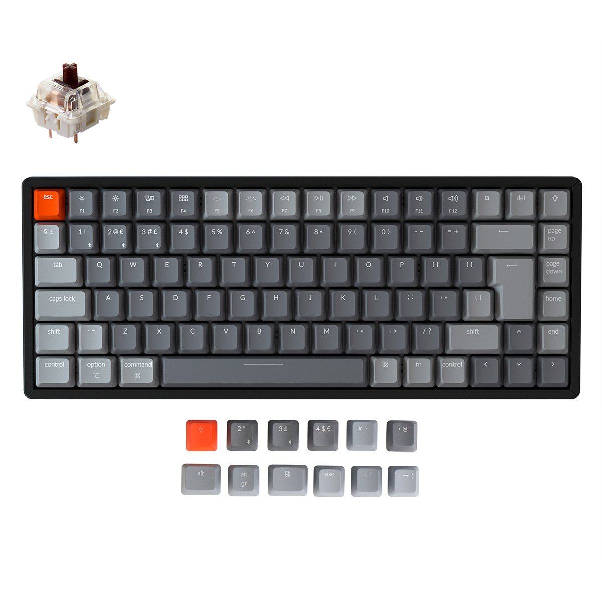 Keychron K2 Wireless Mechanical Keyboard (UK ISO Layout) - Keychron | Wireless Mechanical Keyboards for Mac Windows White Backlight RGB Backlit Gateron Mechanical brown Switch with Aluminum Frame