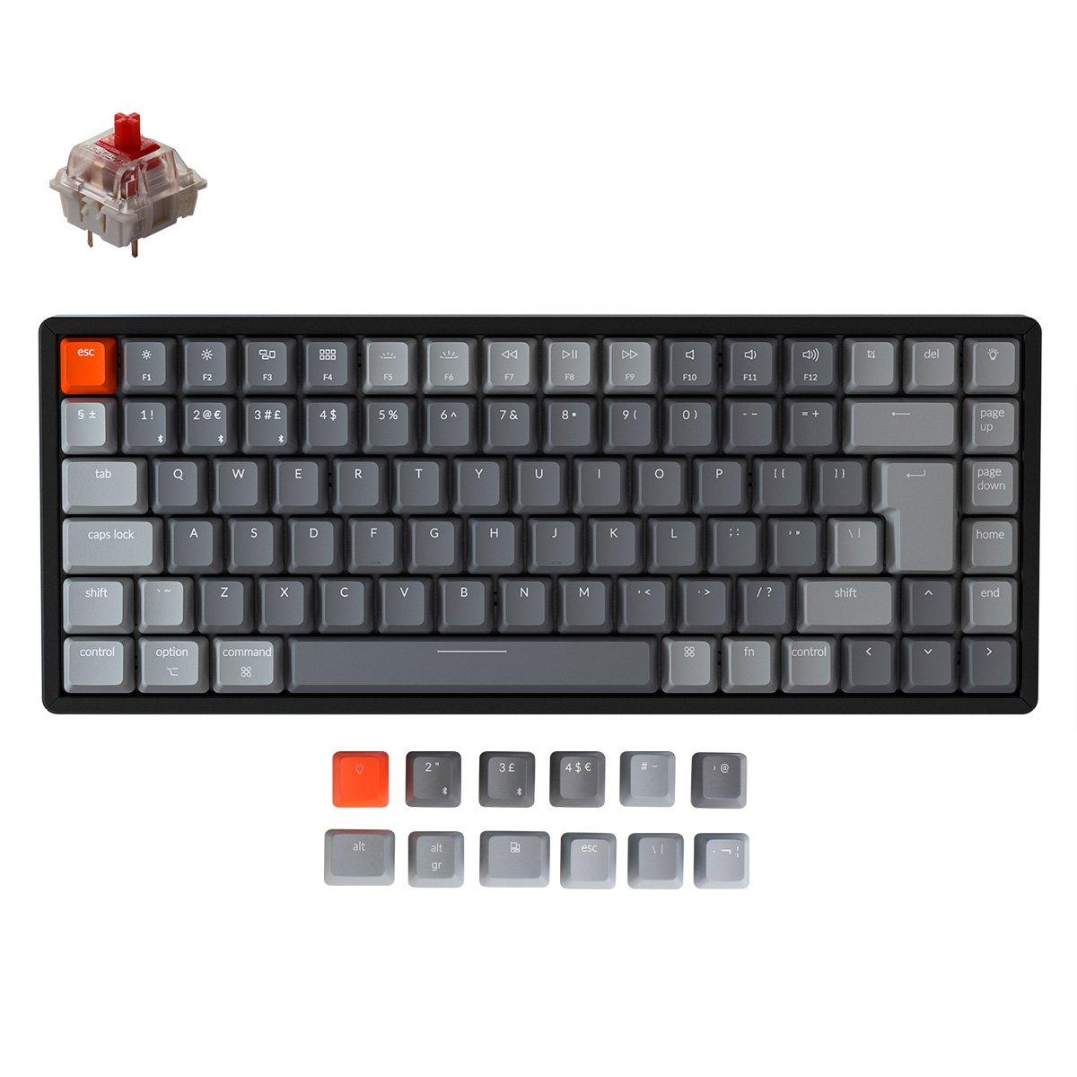 Keychron K2 Wireless Mechanical Keyboard (UK ISO Layout) - Keychron | Wireless Mechanical Keyboards for Mac Windows White Backlight RGB Backlit Gateron Mechanical Red Switch with Aluminum Frame