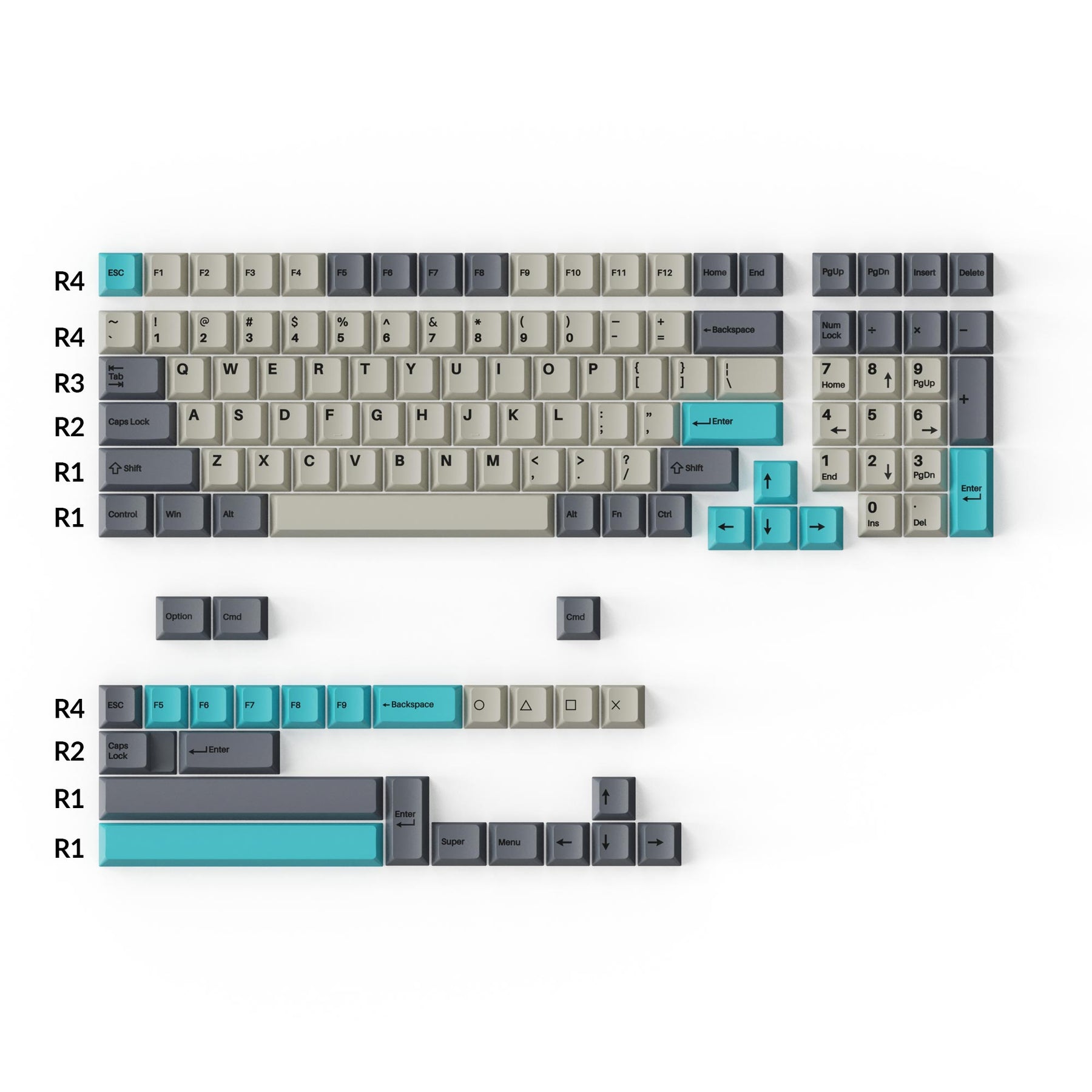 Cherry Profile Double-Shot PBT Full Set Keycaps - Dolch Blue