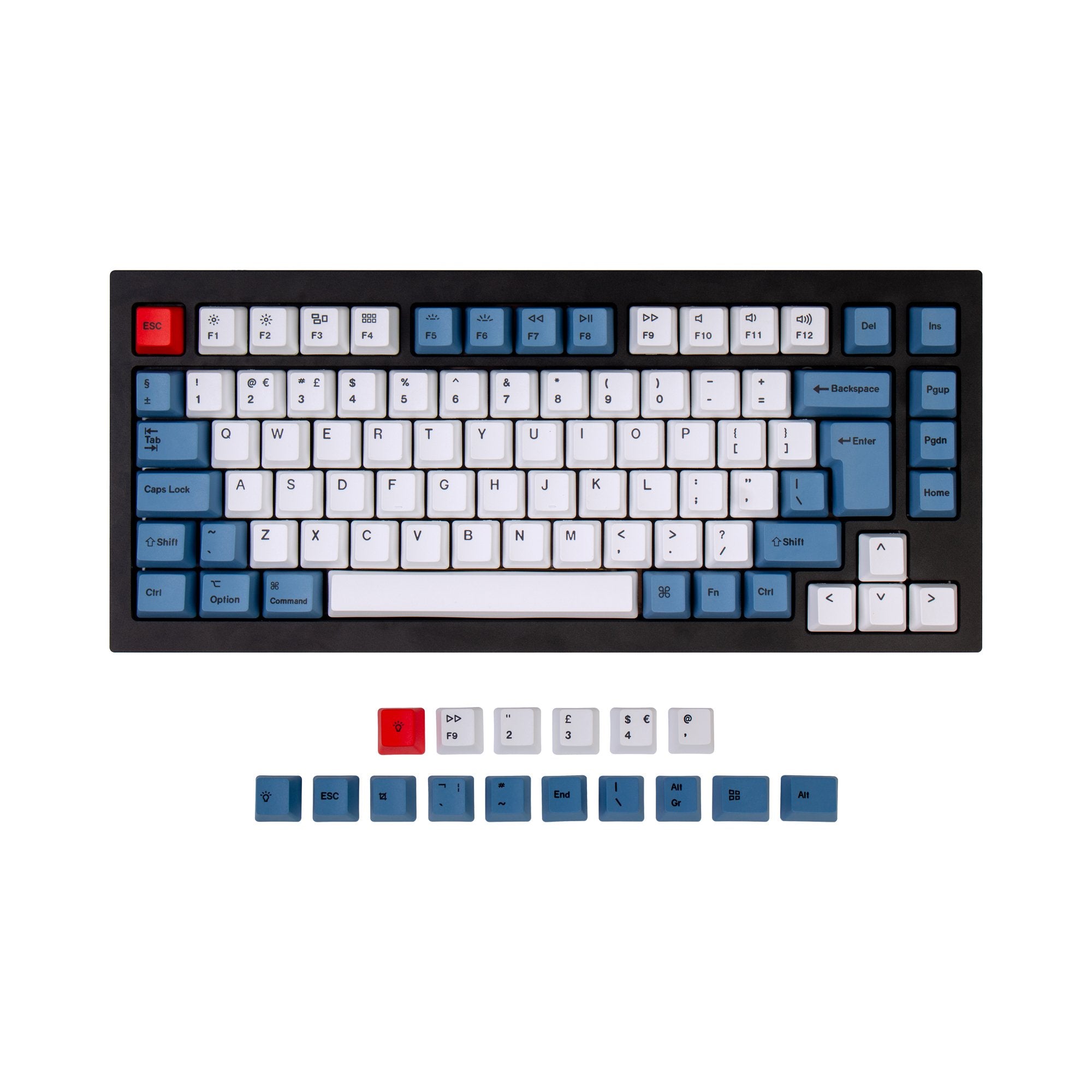 ISO Q1 & K2 OEM Dye-Sub PBT Keycap Set - Blue