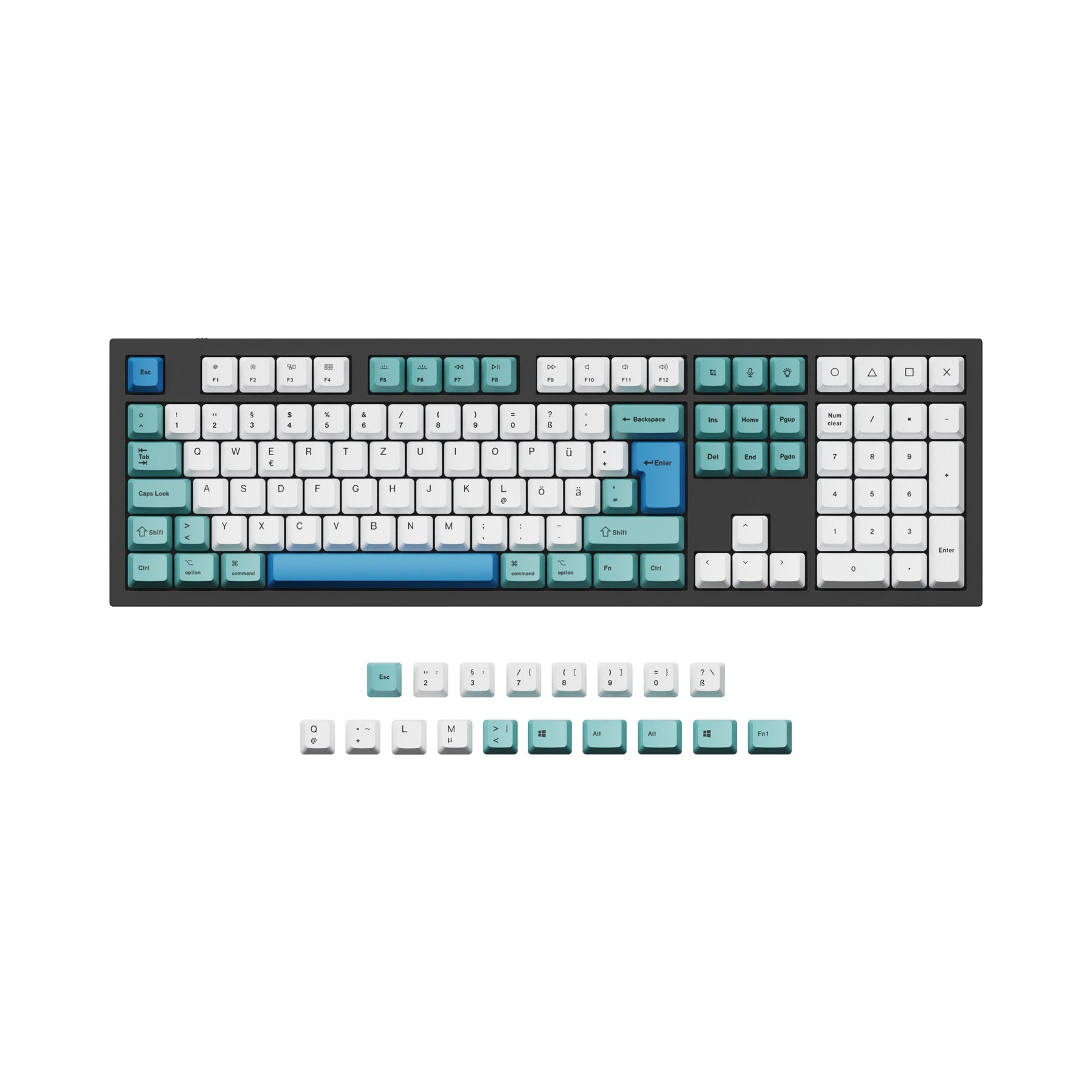 ISO & ANSI Q3 & Q4 & Q6 & K8 OEM Dye-Sub PBT Keycap Set - Iceberg