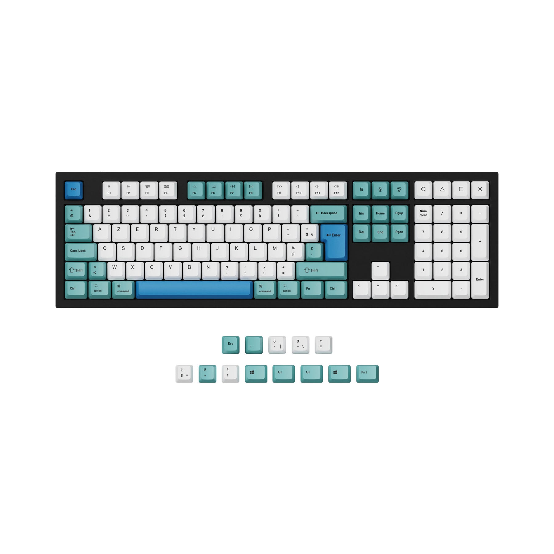 ISO & ANSI Q3 & Q4 & Q6 & K8 OEM Dye-Sub PBT Keycap Set - Iceberg