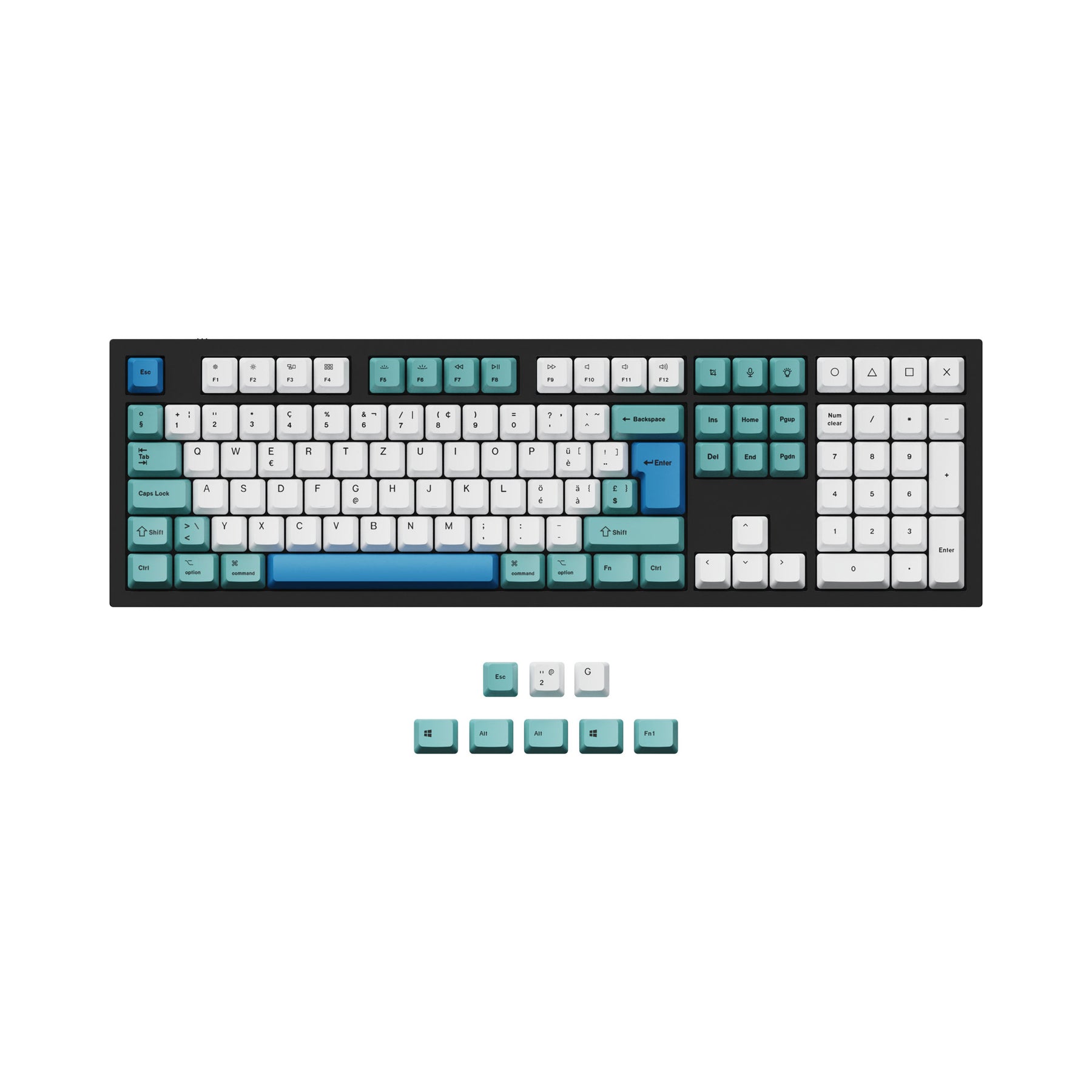 ISO & ANSI Q3 & Q4 & Q6 & K8 OEM Dye-Sub PBT Keycap Set - Iceberg