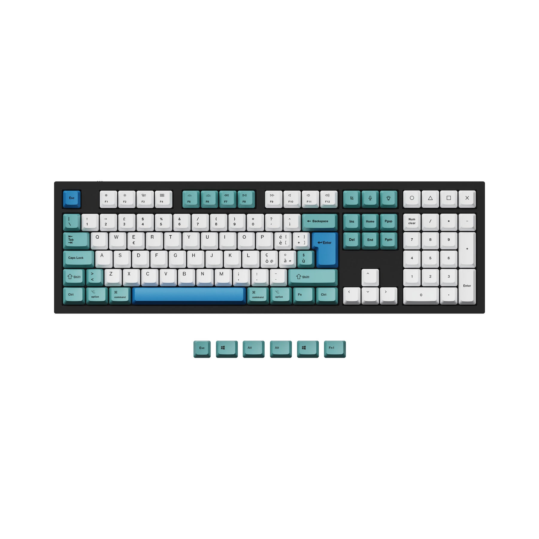 ISO & ANSI Q3 & Q4 & Q6 & K8 OEM DyeSub PBT Keycap Set Iceberg