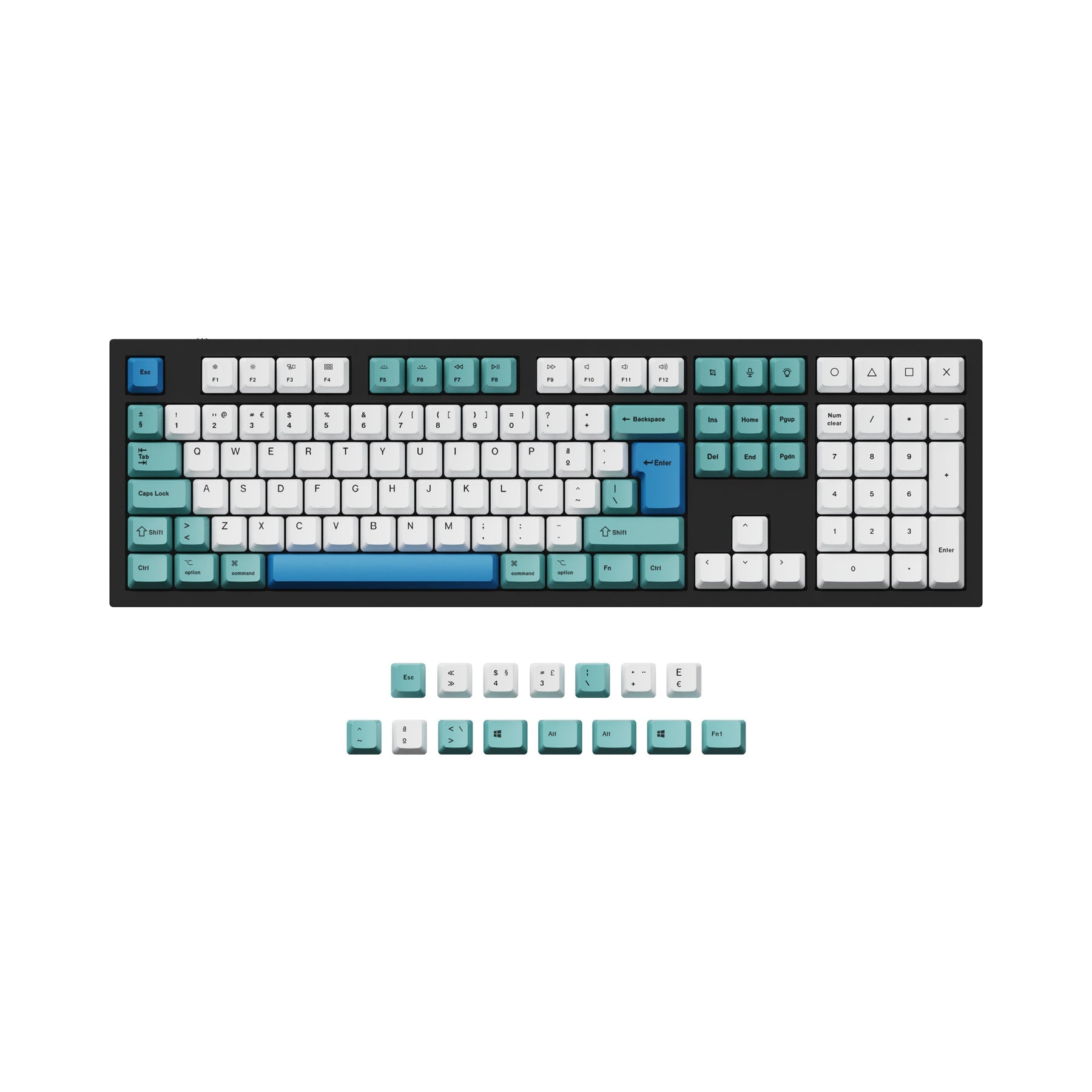 ISO & ANSI Q3 & Q4 & Q6 & K8 OEM Dye-Sub PBT Keycap Set - Iceberg