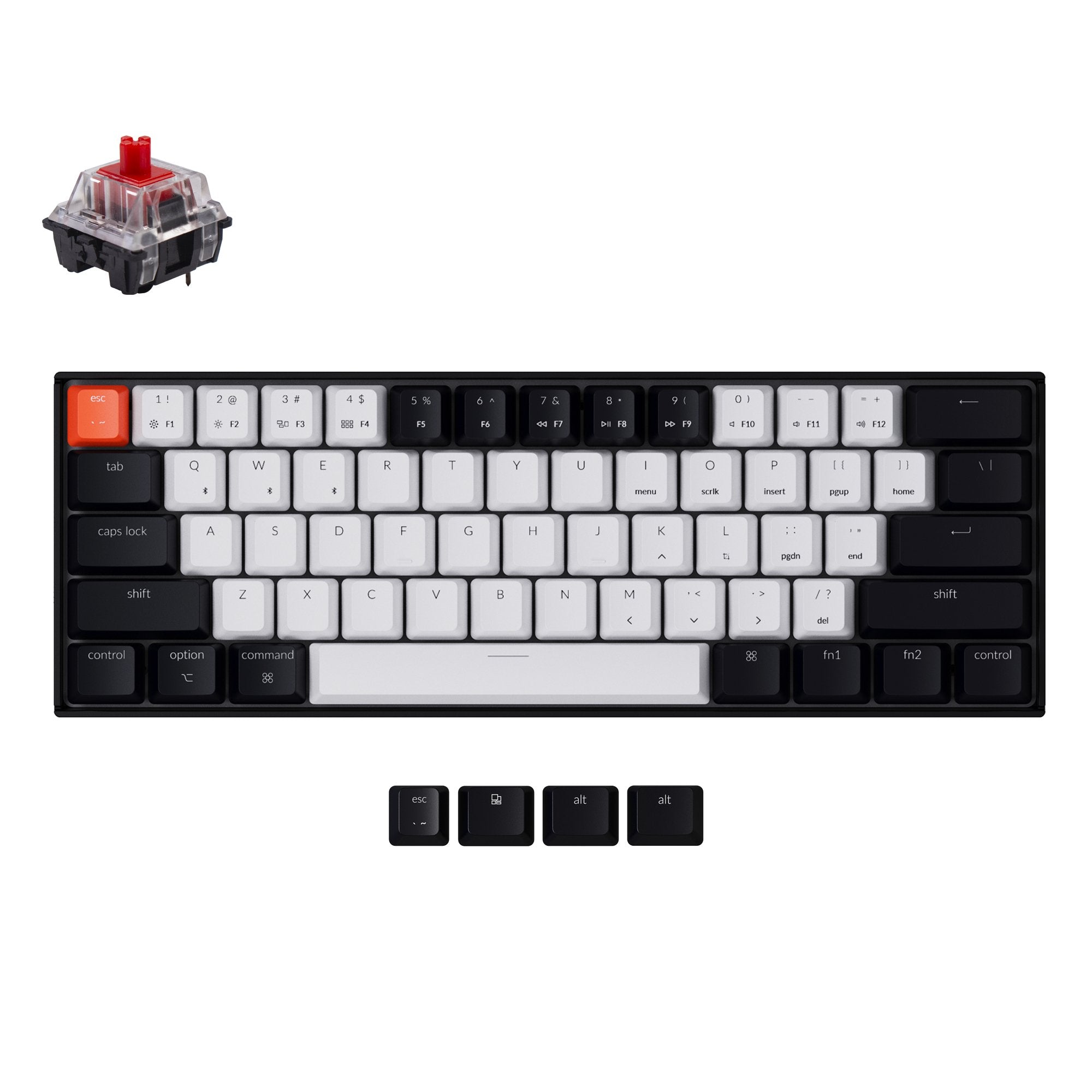 Keychron K12 60% compact wireless mechanical keyboard Non-backlit version for Mac and Windows Keychron Mechanical switch red