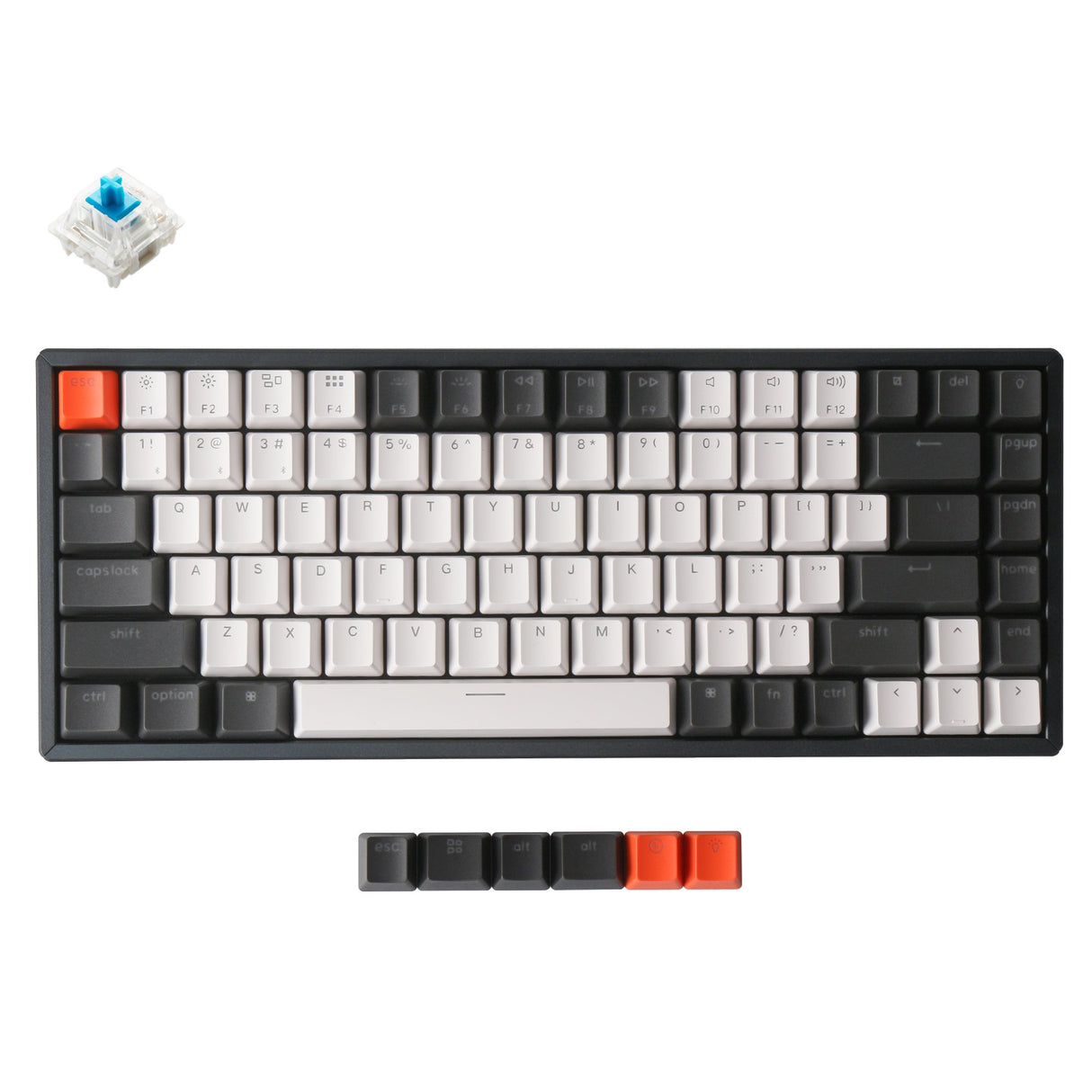 Keychron K2 hot-swappable wireless mechanical keyboard for Mac Windows iOS Gateron switch blue with type-C RGB white backlight aluminum frame