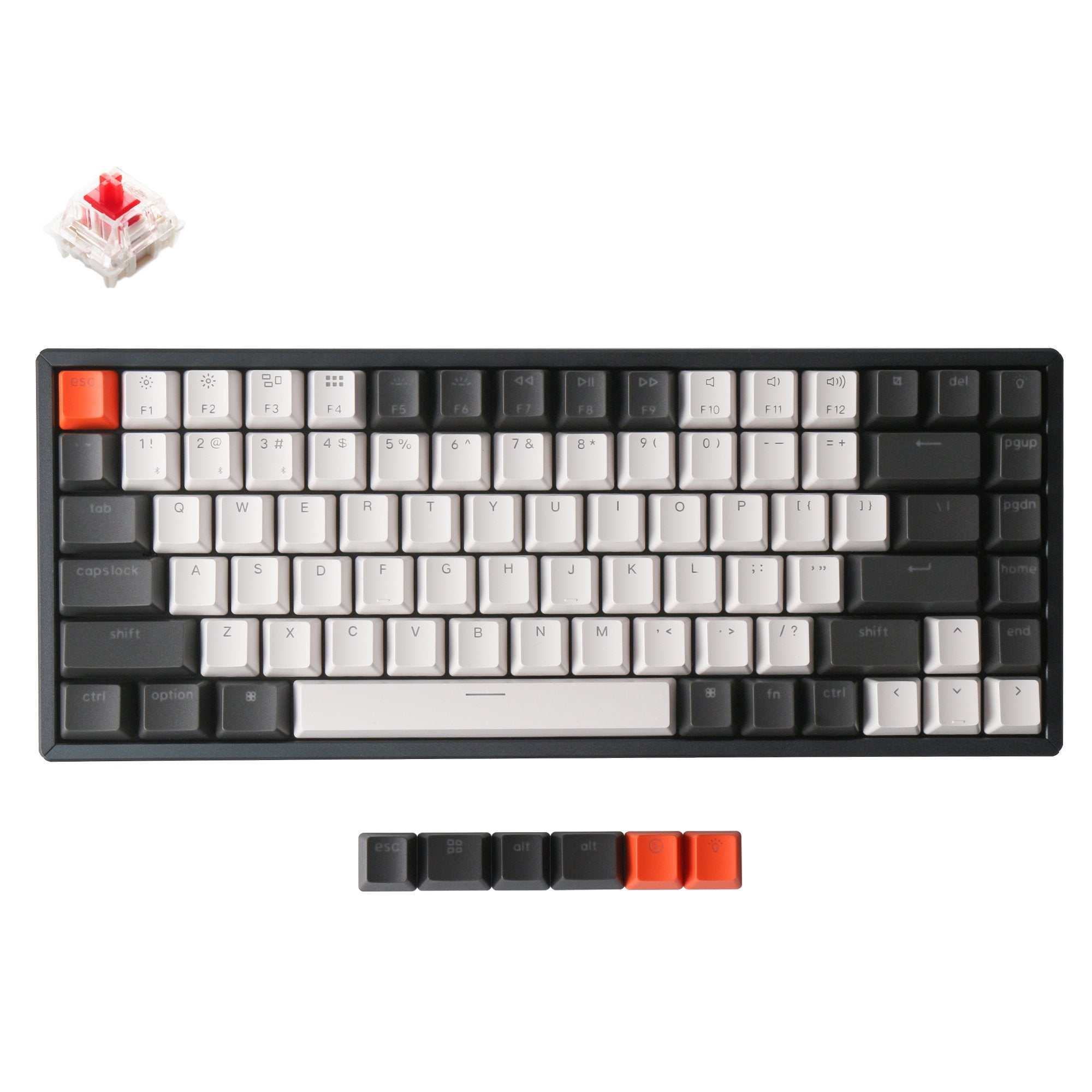 Keychron K2 hot-swappable wireless mechanical keyboard for Mac Windows iOS Gateron switch red with type-C RGB white backlight aluminum frame
