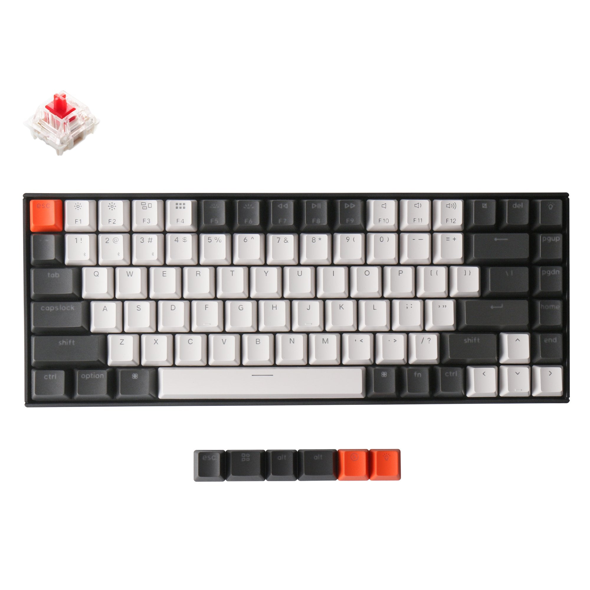 Keychron K2 hot-swappable wireless mechanical keyboard for Mac Windows iOS Gateron switch red with type-C RGB white backlight