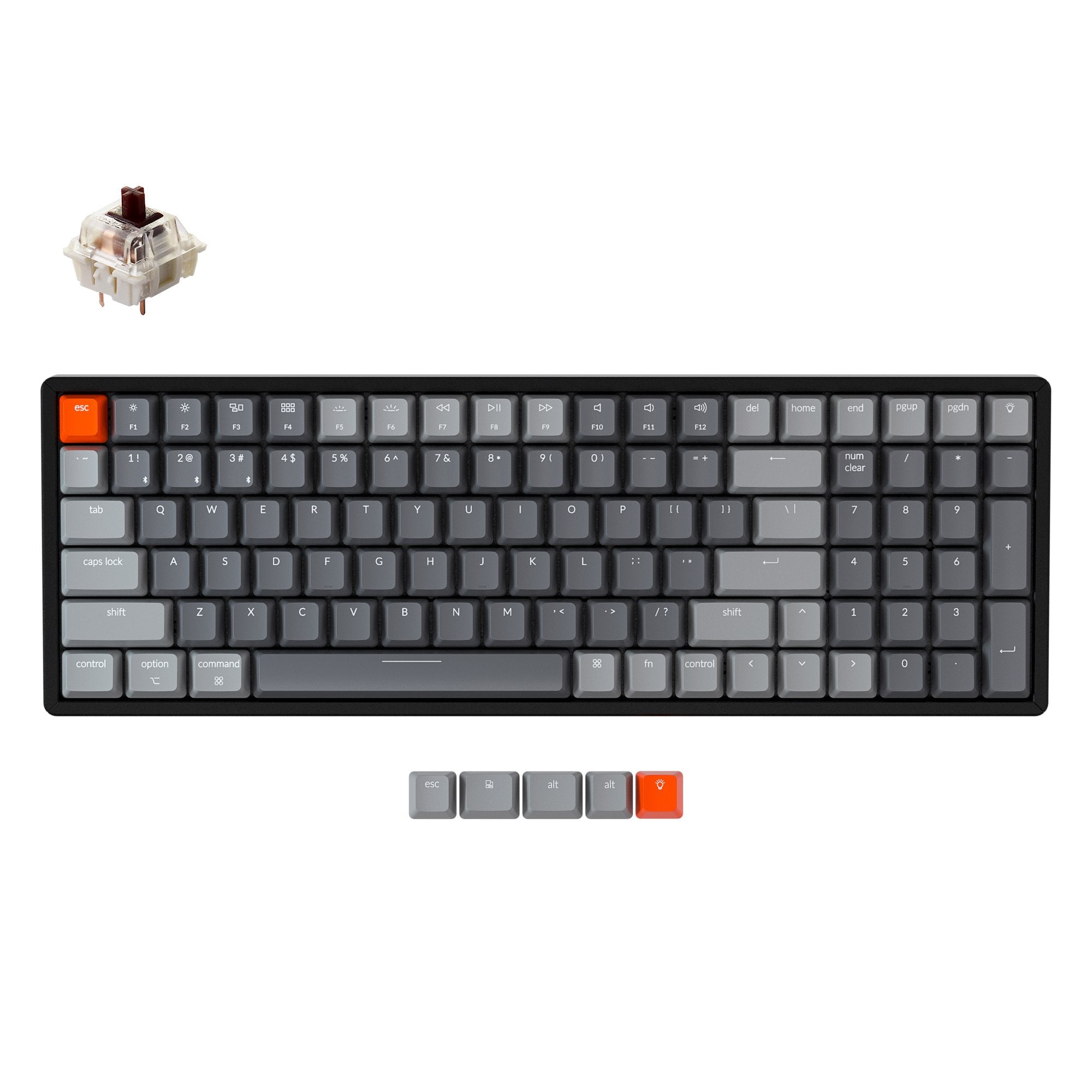 Keychron K4 Version 2 Hot-swappable Wireless Mechanical Keyboard, 100-keys layout for Mac Windows iOS with Gateron brown switch with type-C RGB or white backlight and aluminum frame