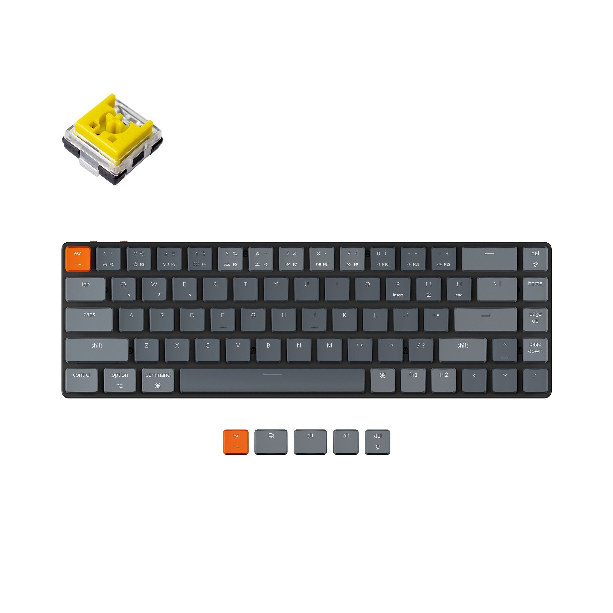 Keychron K7 65-percent ultra-slim compact wireless mechanical keyboard for Mac Windows Hot-swappable low-profile Keychron  optical banana switches with RGB backlit