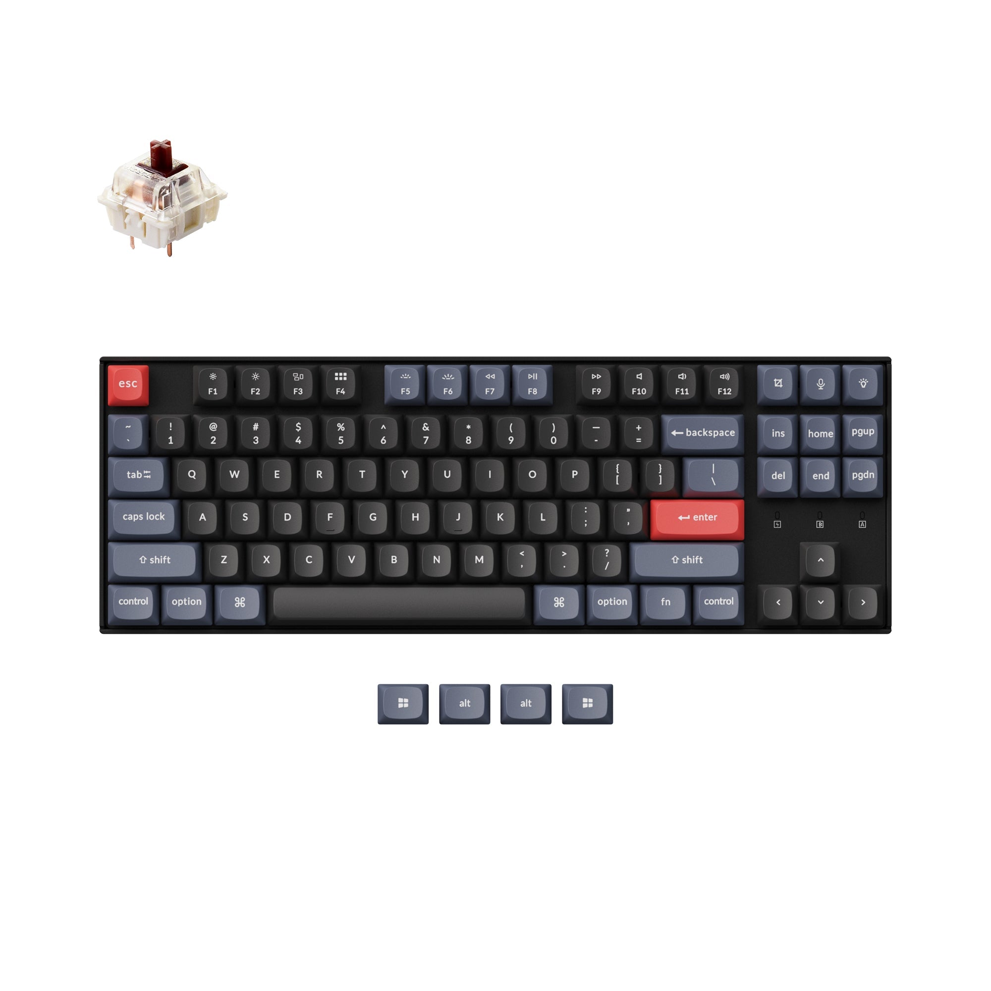 Keychron K8 Pro QMK/VIA Wireless Mechanical Keyboard for Mac and Windows PBT keycaps with PCB screw-in stabilizer and hot-swappable Gateron G Pro mechanical brown switch