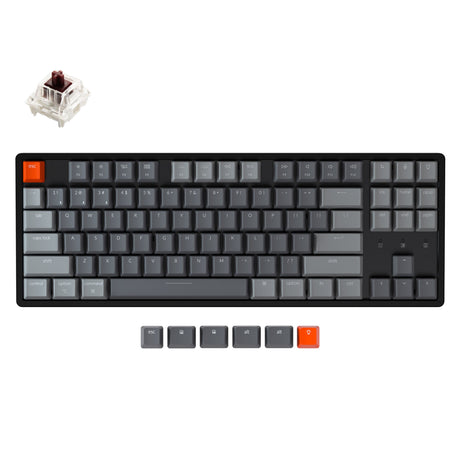 Keychron K8 tenkeyless wireless mechanical keyboard for Mac Windows iOS RGB white backlight aluminum frame with Hot-swappable Gateron switch brown