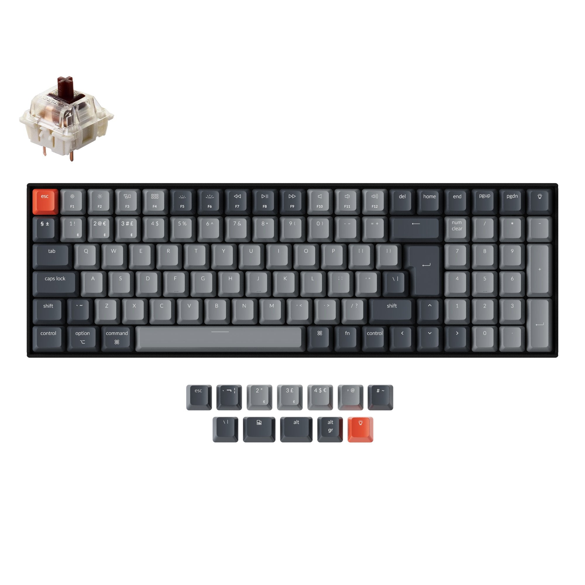 Keychron K4 Wireless Mechanical Keyboard ISO UK Layout White backlight Gateron switches brown for Mac and Windows