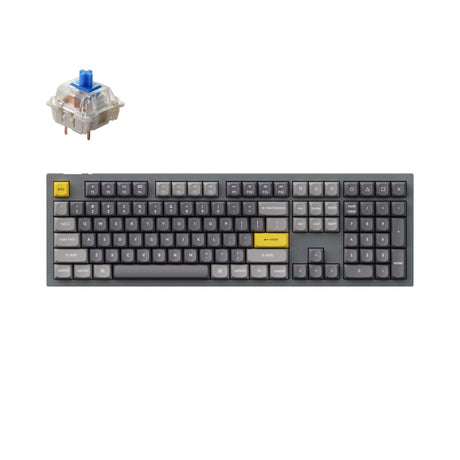 Keychron Q6 QMK/VIA custom mechanical keyboard full size aluminum for Mac Windows Linux fully assembled grey frame with Gateron G Pro switch blue