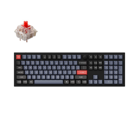 Keychron Q6 QMK/VIA custom mechanical keyboard knob version full size aluminum for Mac Windows Linux fully assembled black frame with Gateron G Pro switch red