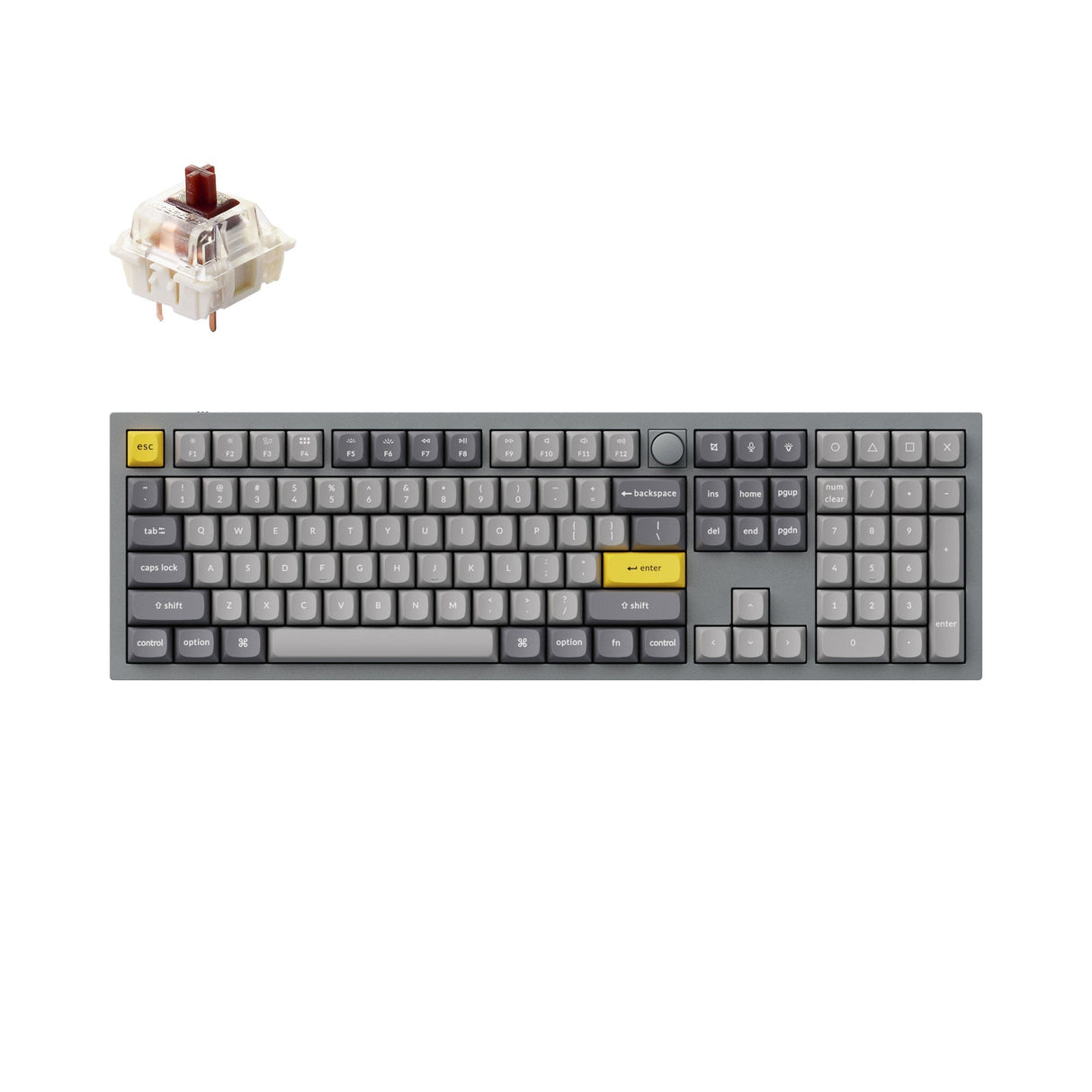 Keychron Q6 QMK/VIA custom mechanical keyboard knob version full size aluminum for Mac Windows Linux fully assembled grey frame with Gateron G Pro switch brown