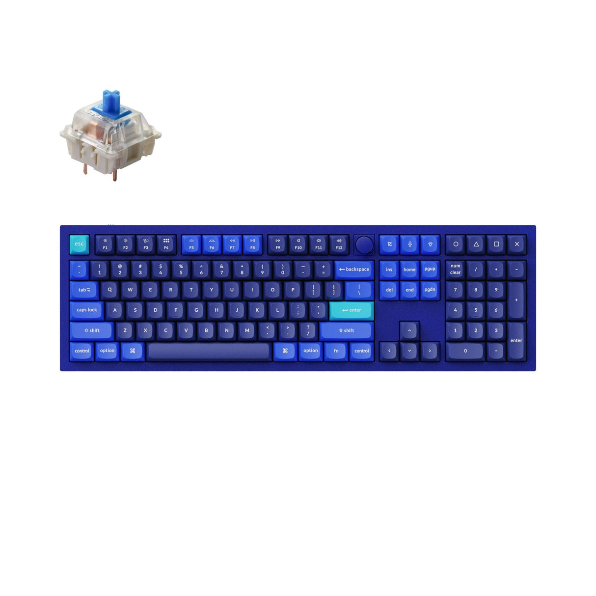 Keychron Q6 QMK/VIA custom mechanical keyboard knob version full size aluminum for Mac Windows Linux fully assembled blue frame with Gateron G Pro switch blue