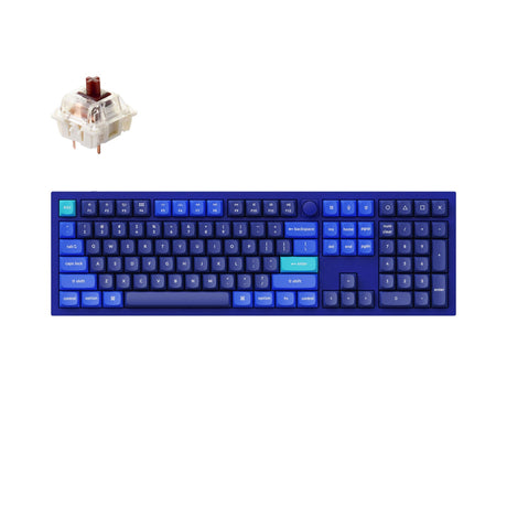 Keychron Q6 QMK/VIA custom mechanical keyboard knob version full size aluminum for Mac Windows Linux fully assembled blue frame with Gateron G Pro switch brown