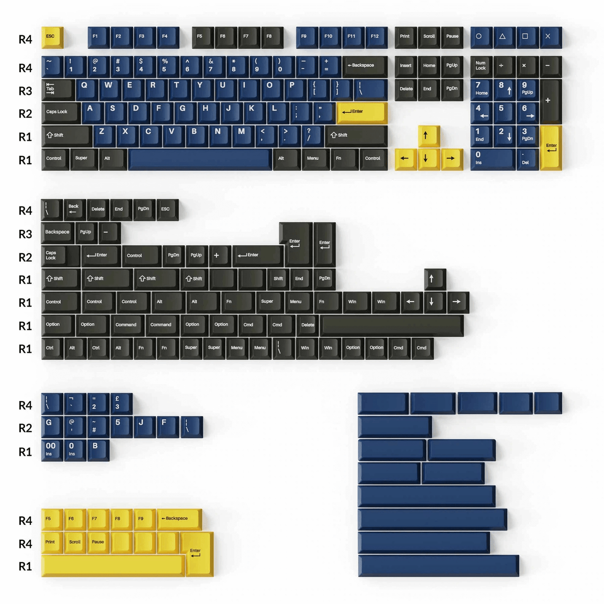 Double-Shot PBT Cherry Profile Full Set Keycaps - Royal