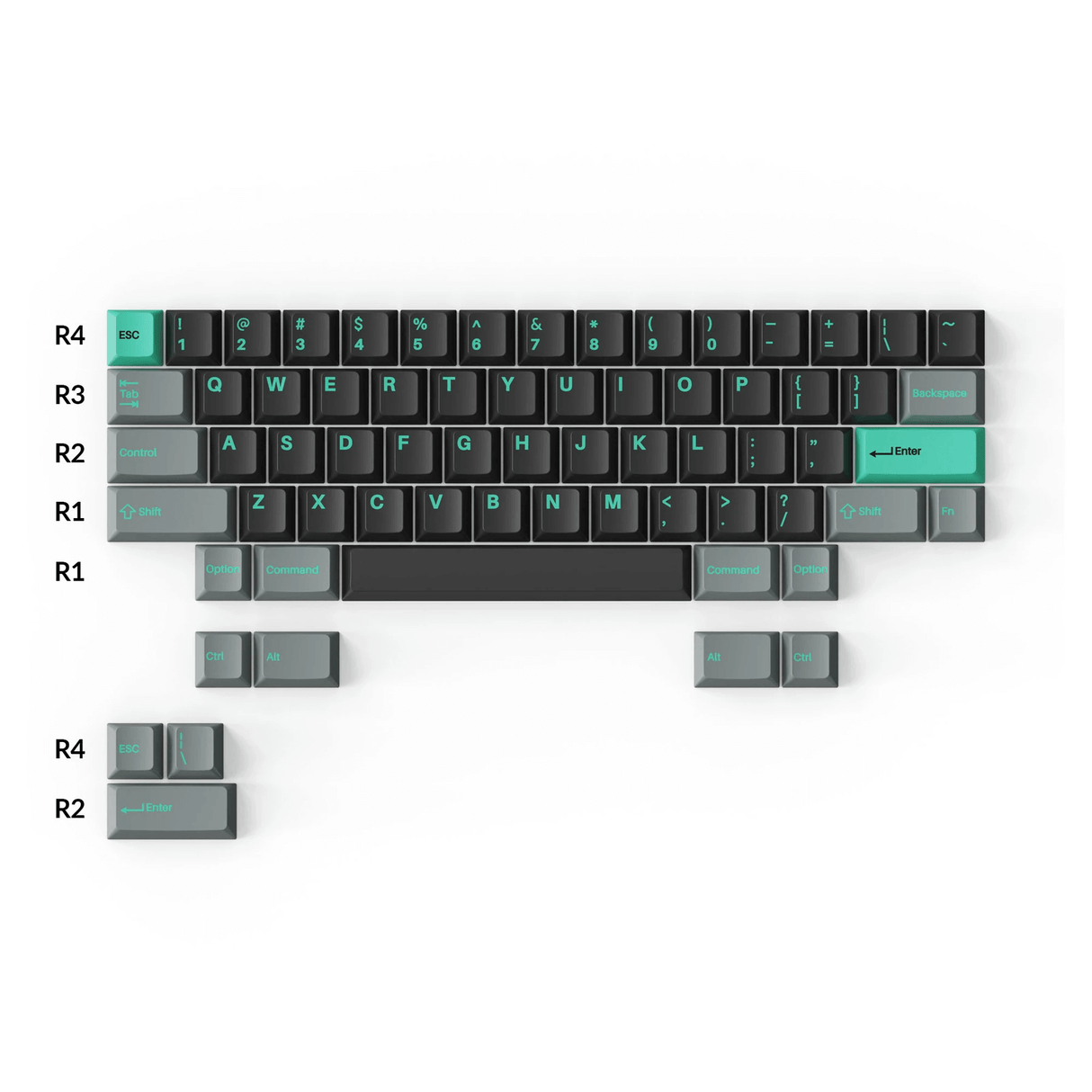 Double-Shot PBT Cherry Profile Full Set Keycaps - Hacker Mint