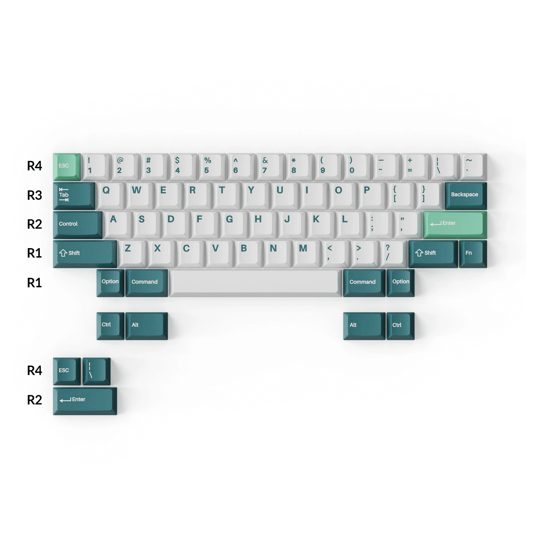 Double-Shot PBT Cherry Profile Full Set Keycaps - White Mint