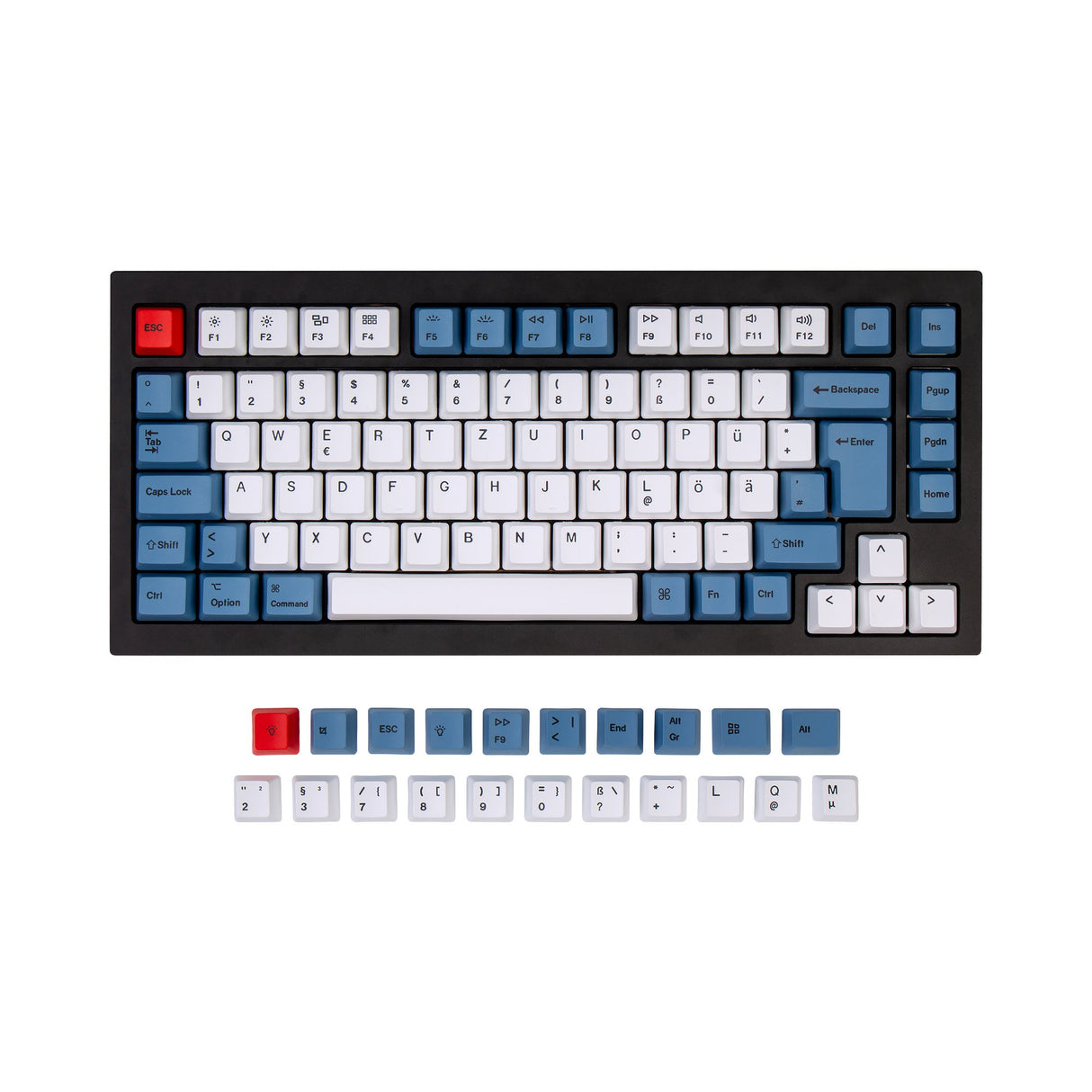 ISO Q1 & K2 OEM Dye-Sub PBT Keycap Set - Blue